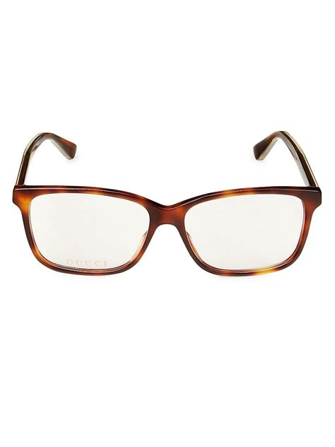 gucci 57mm rectangle optical glasses in brown lyst