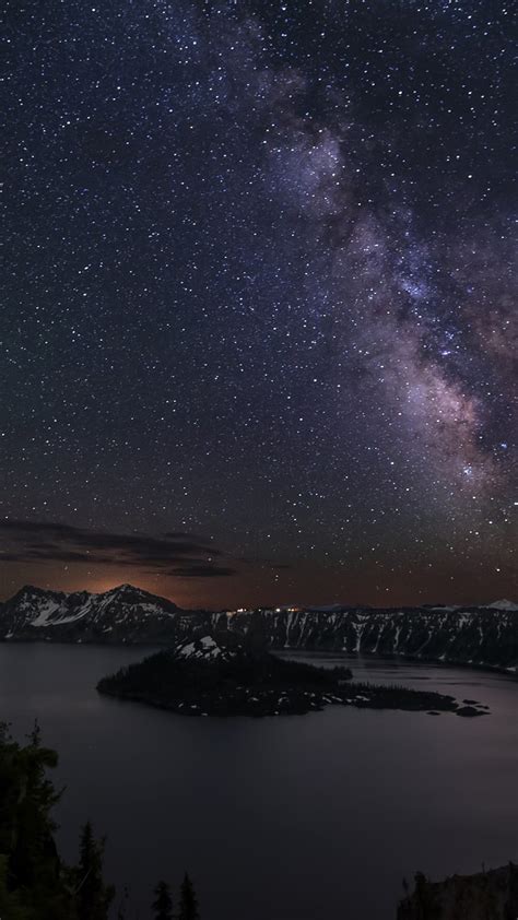 Wallpaper Mountains Night Lake Sky Stars Milky Way