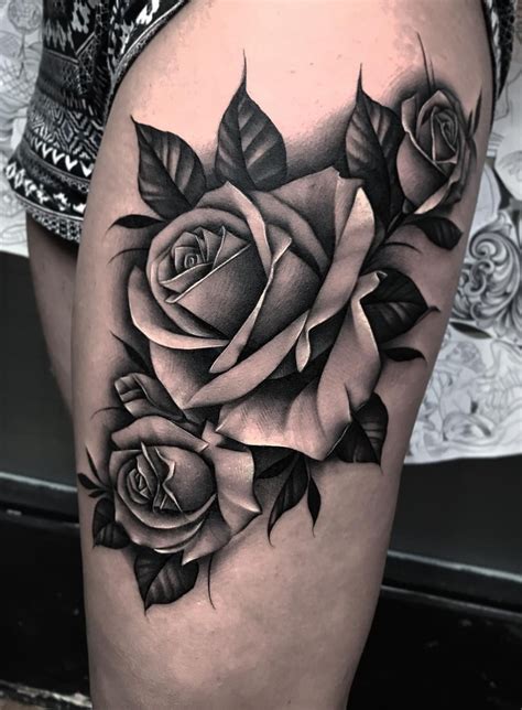 Black And Gray Rose Tattoo © Tattoo Artist Bobby Loveridge 🌹 🌹 🌹 🌹 🌹 Rose Tattoos For Women