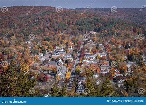 Overlooking Small Town Milford Pa From Scenic Overlook On A Sunny