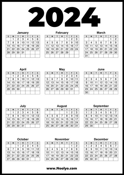 2024 Calendar Printable Free Printable Blank World
