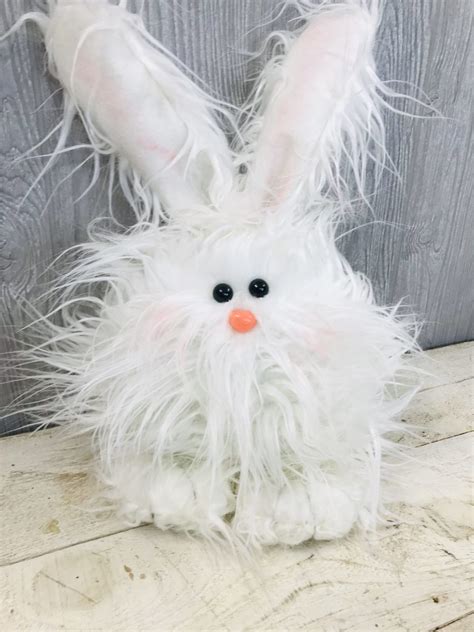 Large Fuzzy White Easter Bunny Keleas Florals