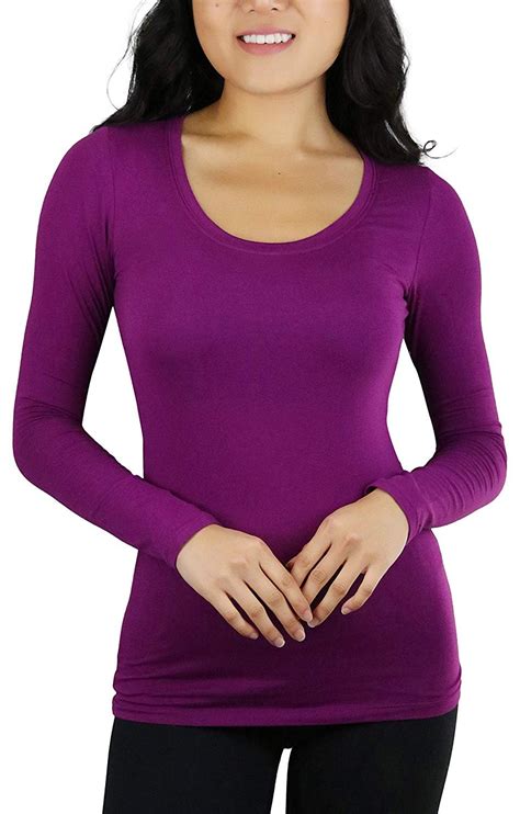 Tobeinstyle Womens Basic Long Sleeve Scoop Neck T Shirt Ebay