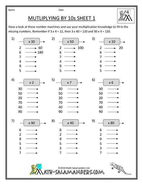 These grade 4 math worksheets are made up of horizontal multiplication questions, where the math questions are written left to right. Multiplication Fact Sheets | Free math worksheets, 4th ...