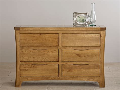 Orrick Rustic Solid Oak Wide 6 Drawer Chest Bedroom Furniture