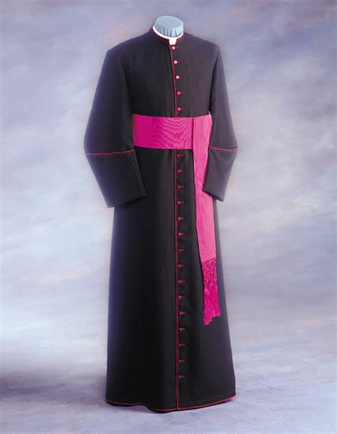 Bishop Clergy Cassock Black With Roman Purple Cincture Clergy Apparel