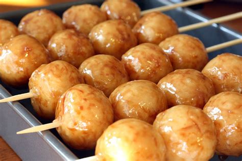 karioka deep fried coconut rice balls with brown sugar glaze with ube purple yam and langka