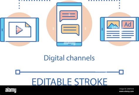 Digital Channels Concept Icon Ads Distribution Idea Thin Line