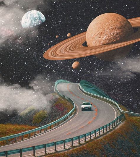 Space Highway Vintage Space Art Futurism Art Surreal Art