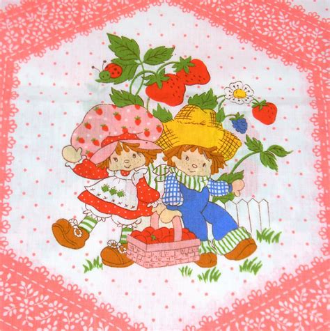 Strawberry Shortcake Fabric Vintage 1980 Polka Dotted Cotton Etsy