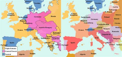 Map Of Europe Before And After World War 1 What New Countries Did The