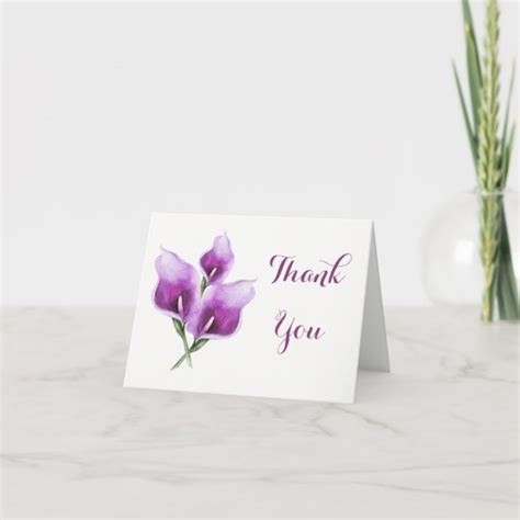 Purple Calla Lily Thank You Card Zazzle Com