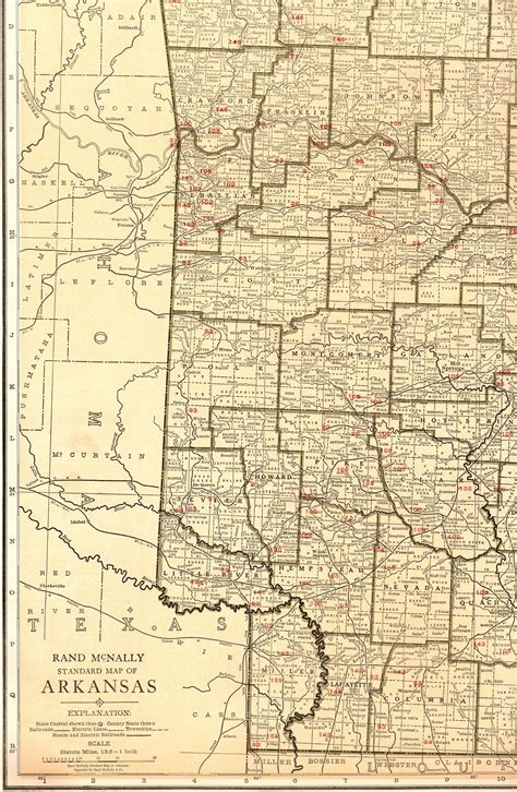 1921 Antique Arkansas Map Vintage State Map Of Arkansas W Railroads