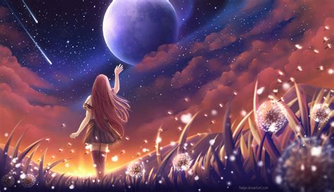 Anime Sky Landscape Space Stars Wallpaper Resolution3840x2214 Id