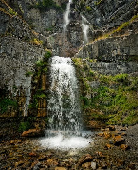 Waterfall Rocks Stones Water Plants Hd Phone Wallpaper Peakpx