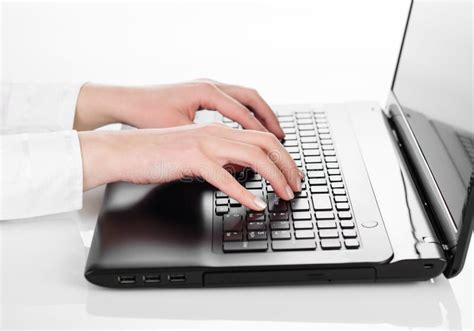 Hands Typing On A Laptop Computer Stock Image Image Of Writing