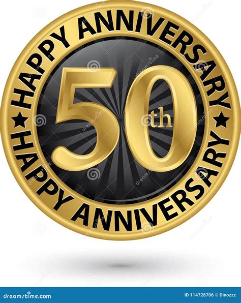 Happy 50th Years Anniversary Gold Label Vector Stock Vector