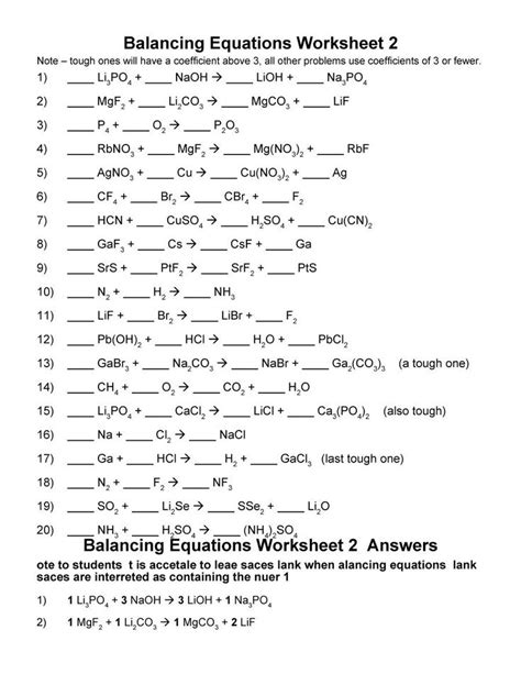 Answer Key Balancing Equations Race Worksheet Answers Schematic And
