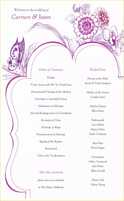Free Downloadable Wedding Program Template That Can Be Printed Of 67