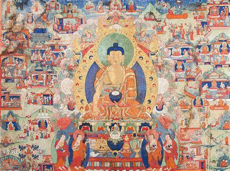 A Very Large Thangka Depicting Buddha Shakyamuni And His Life Stories