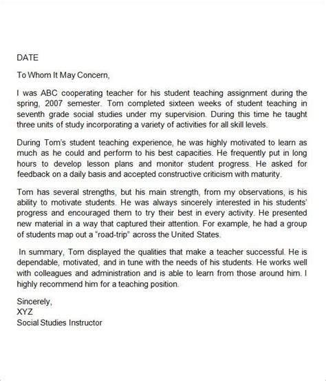 Character Reference Letter For Teacher Teacher Letter Of