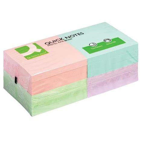 Q Connect Quick Notes 76x76mm Pastel Pack Of 12 Kf10509 Kf10509