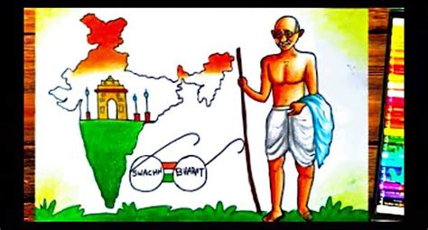 Gandhi Jayanti Drawing How To Draw Mahatma Gandhi Jayanti Drawing For