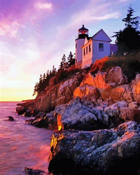 Bass Harbor Lighthouse Paint By Numbers Paint By Numbers