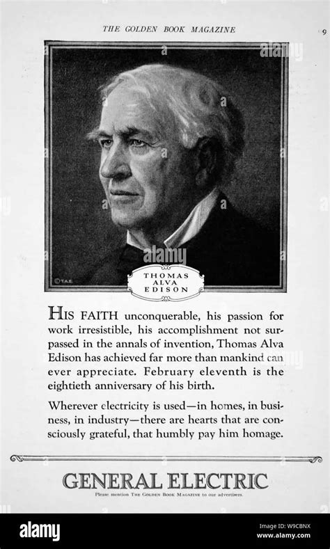 Thomas Alva Edison 1847 1931 American Inventor And Businessman Stock