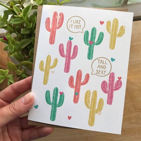Cactus Greeting Card Colorful Saguaros Birthday Or Etsy