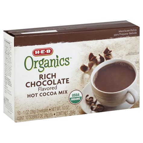 h e b organics rich chocolate hot cocoa mix shop cocoa at h e b