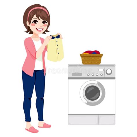 Woman Doing Laundry Stock Vector Illustration Of Full 58061793