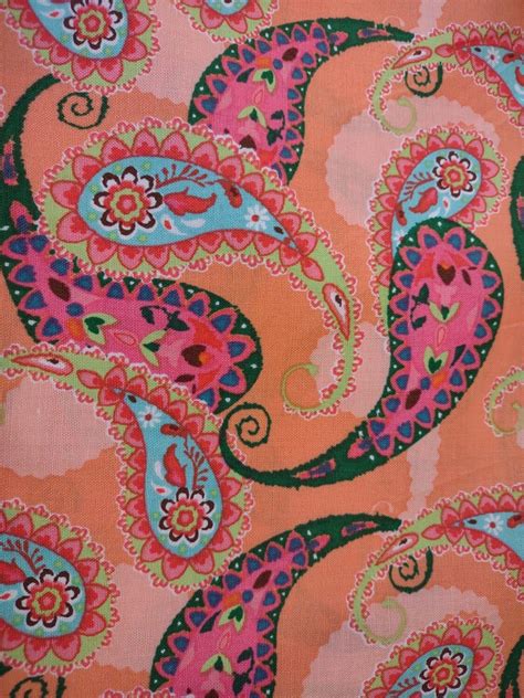 Orange Paisley Print Fabric