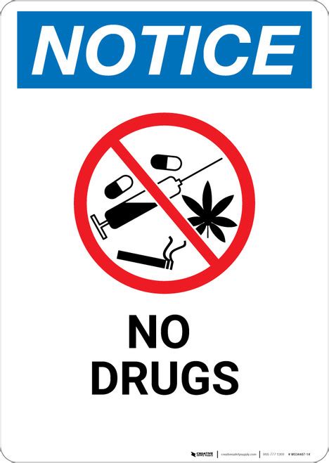 Notice No Drugs With Icon Wall Sign Creative Safety Supply