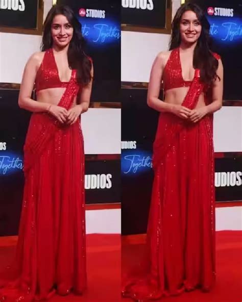 Shraddha Kapoor Photos Shraddha Kapoor Seen As Dream Girl In Red Saree Flaunted Toned Figure