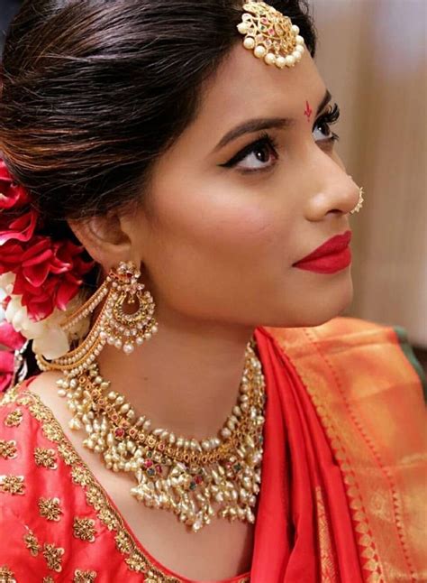 Bride In Guttapusalu Necklace And Chandbalis Jewellery Designs