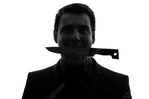 概念的な男の噛みナイフのシルエットイラスト素材透過、pngフリー画像ダウンロード pngtree