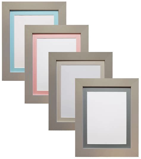 Metro Light Grey Picture Frame With Blue Pink Light And Dark Grey Mount 20x16 A4 Ebay