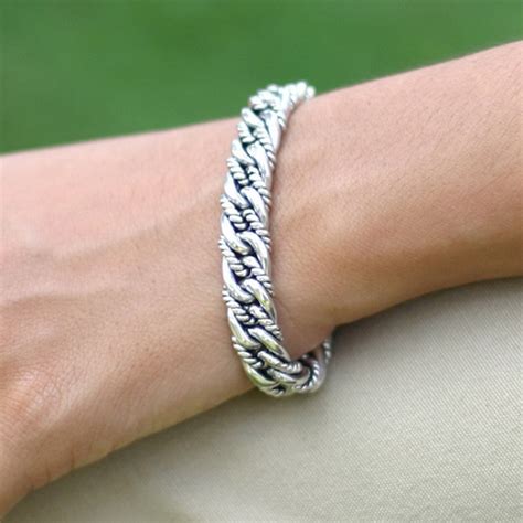 Mens Sterling Silver Chain Bracelet Two Paths Novica