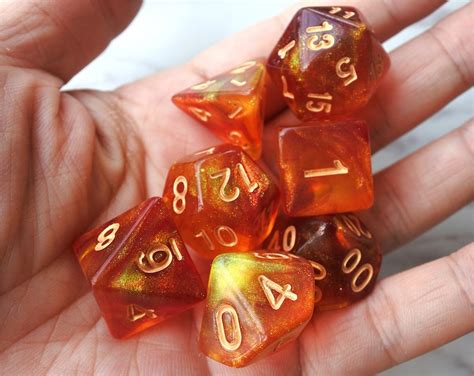 Dnd Dice Set Polyhedral Dice Red And Orange Mix Galaxy Dandd Etsy