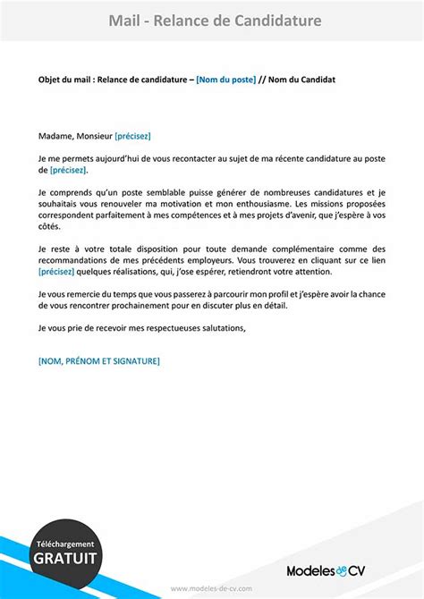 Exemple Mail De Relance De Candidature Après Entretien 2023