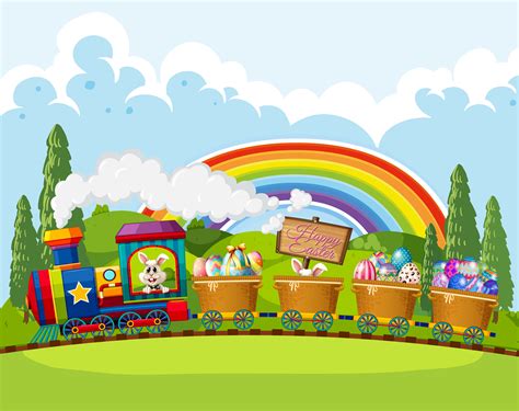 A Bunny Easter On The Train 419095 Vector Art At Vecteezy