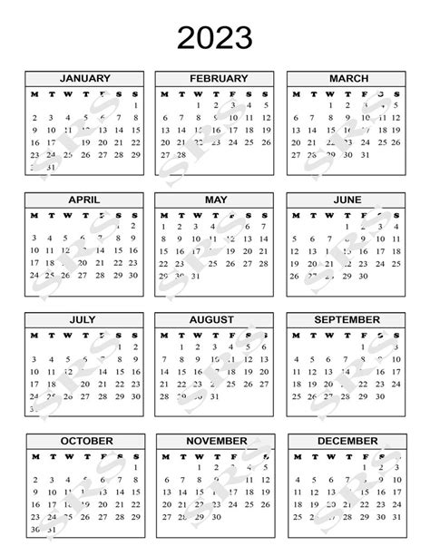 2023 Calendar Printable 2023 Calendar Minimalist Calendar Etsy Israel