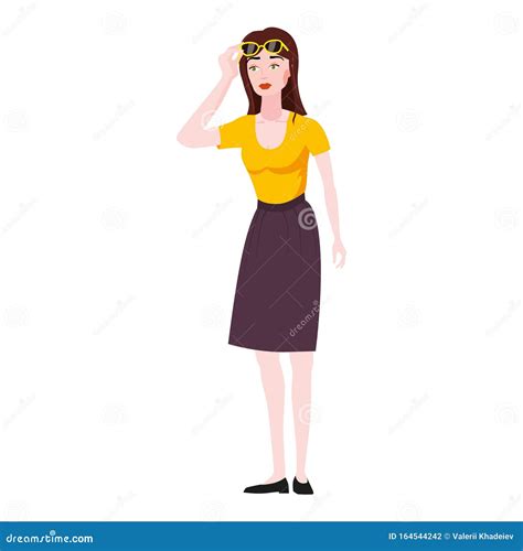 Emotion Woman Surprised Raises Glasses Shocked Expression Vector