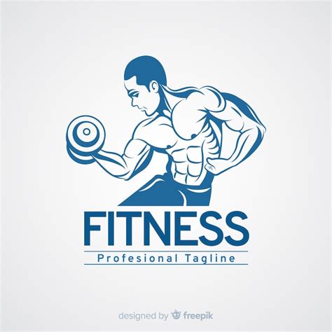 Fitness Logo Template With Muscular Man Vector Free Download