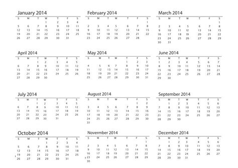 2014 Printable Calendar A4 Size Promotional Products Blank Template