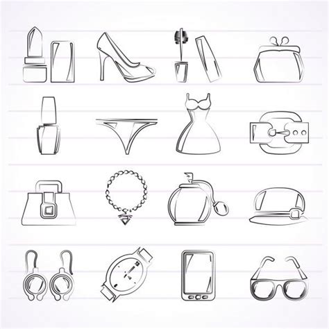 Female Fashion Objects And Accessories Icons Stock Vector Ad