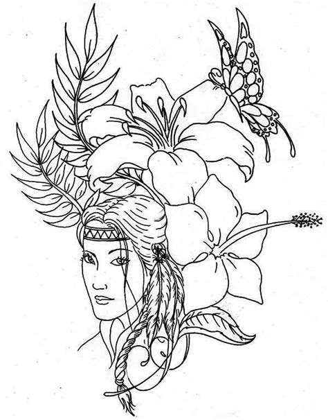 Freehand sketch for adult coloring book page. Lovely Native American Coloring Page | Kids Play Color ...