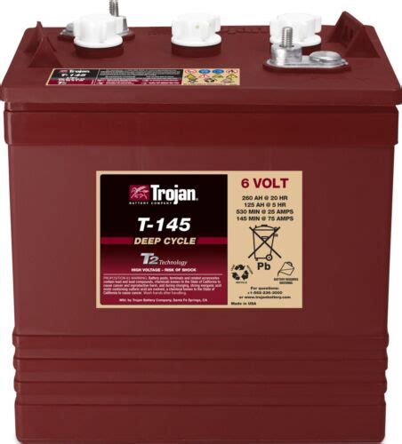 Trojan T 145 6v 260ah Flooded Lead Acid Gc2 Deep Cycle Battery X4 Ebay