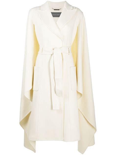 Alberta Ferretti Double Breasted Cape Coat White Coats For Women